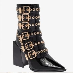Jeffrey Campbell Ignatius Booties In Black Patent Size 5 NWOT'S